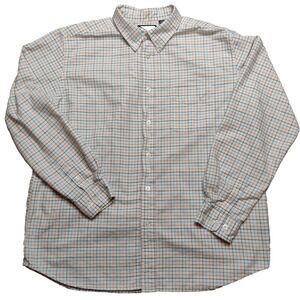Charleston‎ Threads Men XL White Multi Check 100% Cotton Long Sleeve Shirt